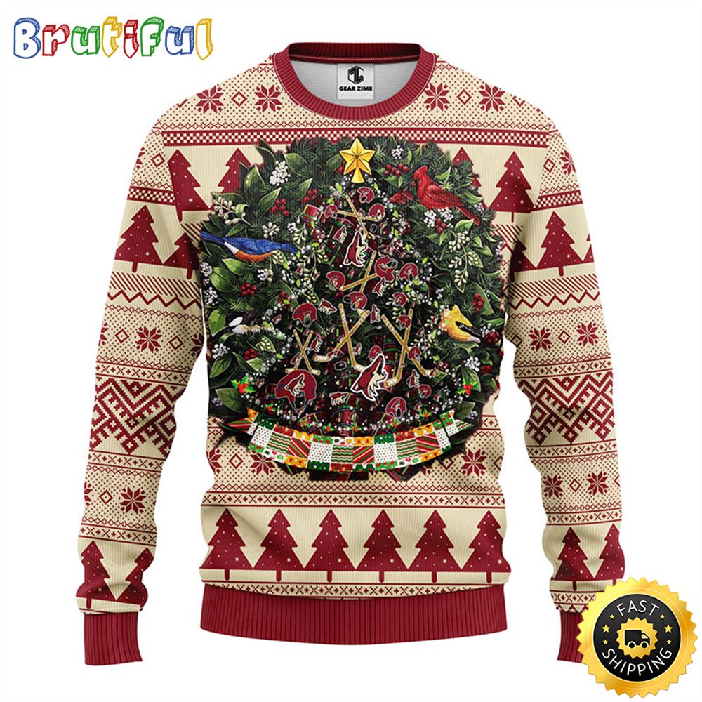 NHL Phoenix Coyotes Ugly Christmas Sweater Ball Pine Tree Christmas Unisex Sweater