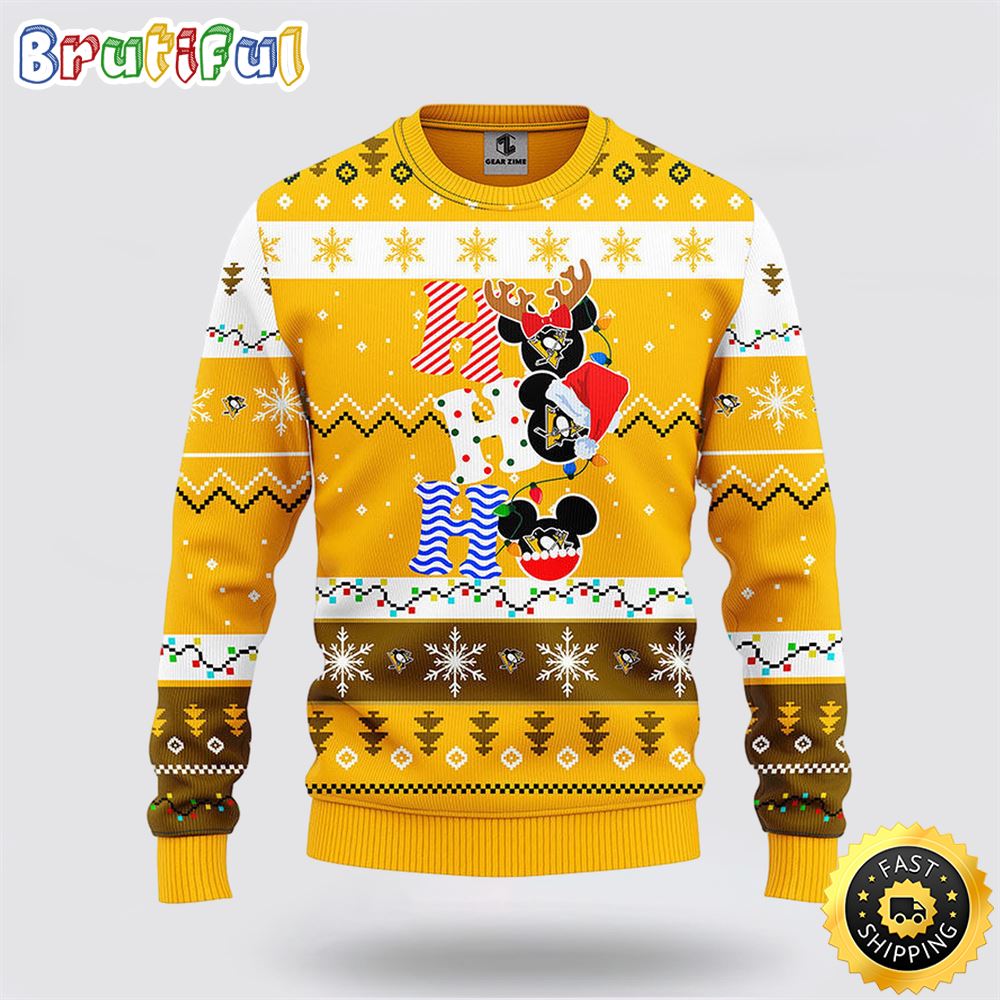 NHL Pittsburgh Penguins Ugly Sweater Hohoho Mickey Ugly Christmas Sweater