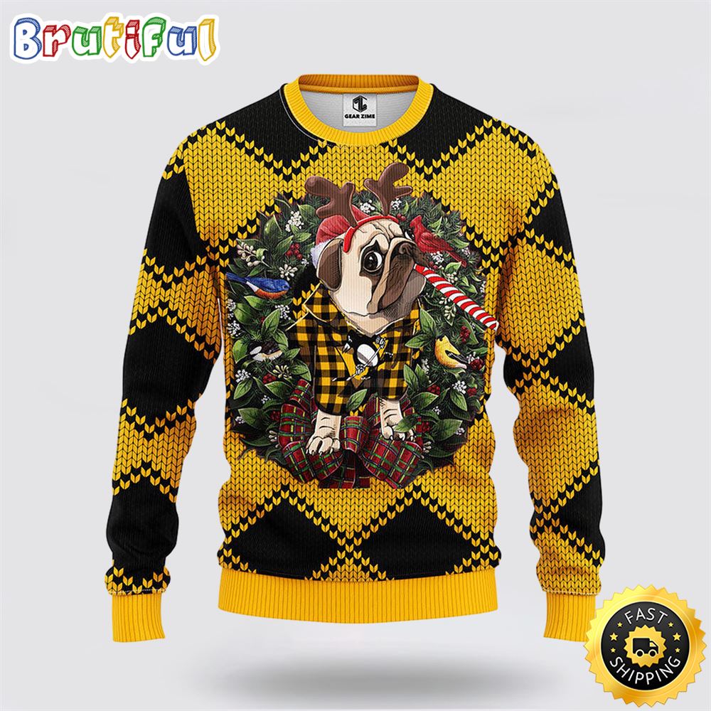 NHL Pittsburgh Penguins Ugly Sweater Pub Dog Ugly Christmas Sweater