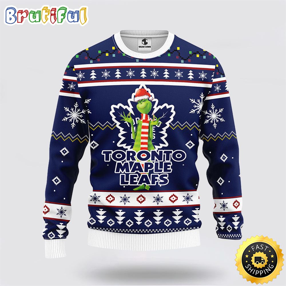 NHL Toronto Maple Leafs Ugly Sweater Funny Grinch Ugly Christmas Sweater