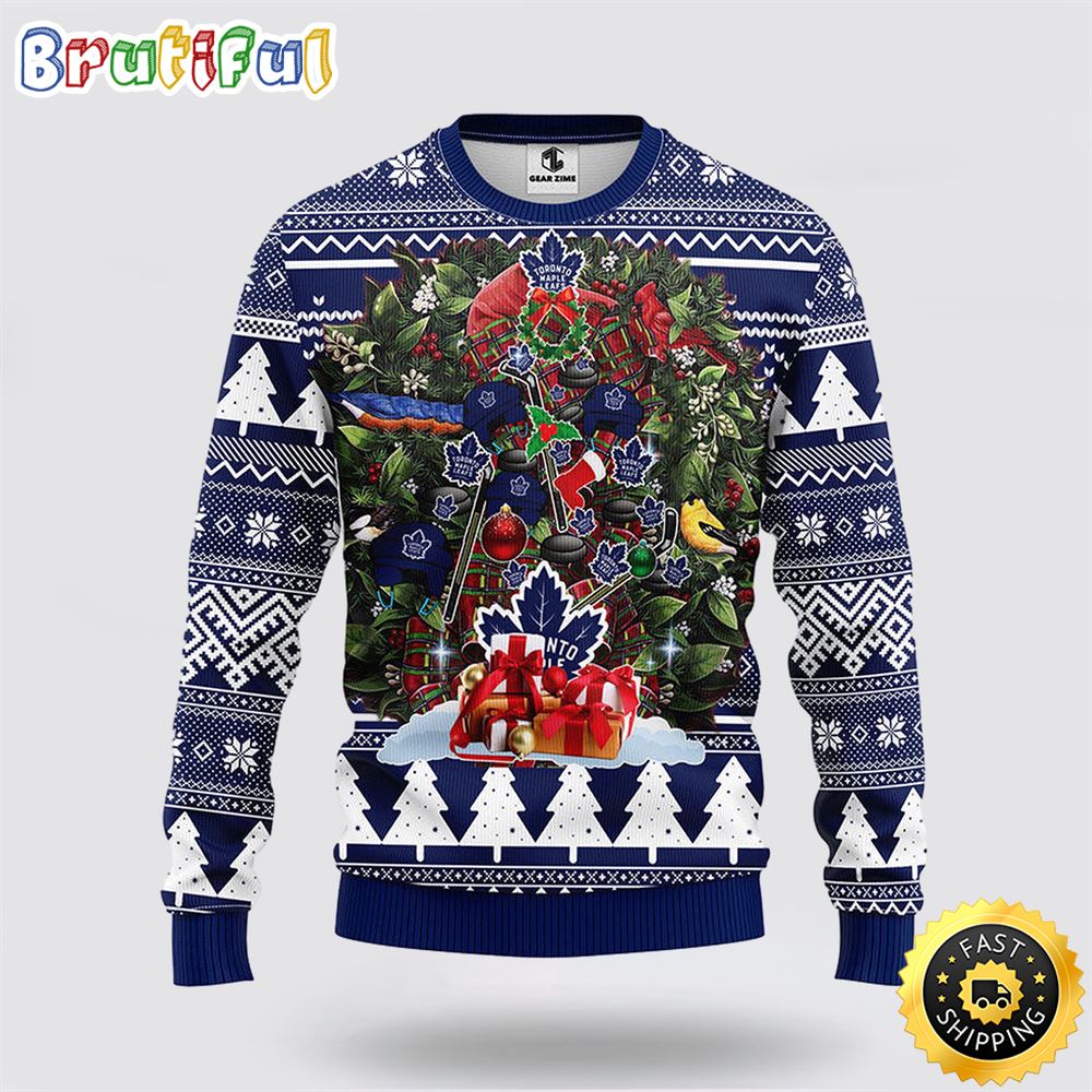NHL Toronto Maple Leafs Ugly Sweater Tree Ugly Christmas Fleece Sweater