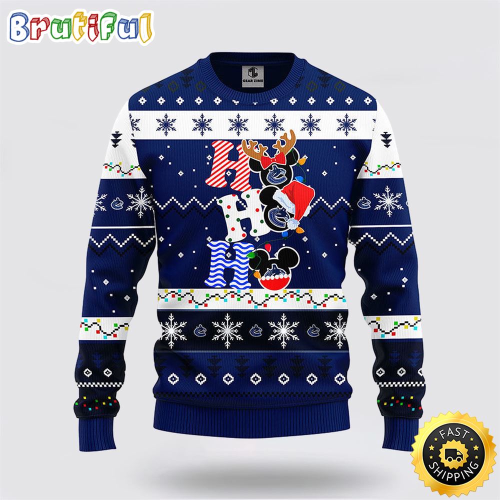 NHL Vancouver Canucks Ugly Sweater Hohoho Mickey Ugly Christmas Sweater