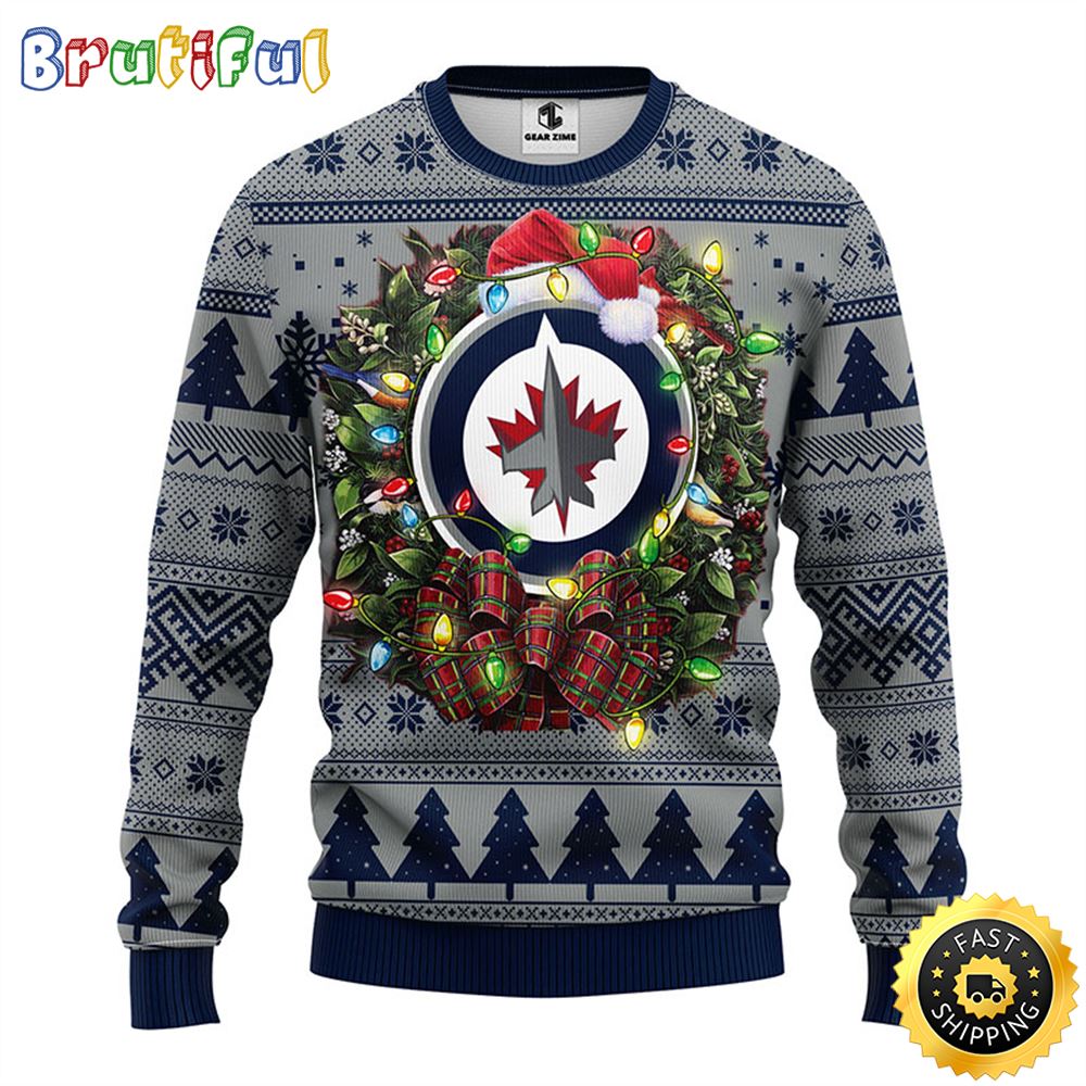 NHL Winnipeg Jets Ugly Christmas Sweater Ball Pine Tree Christmas Unisex Sweater