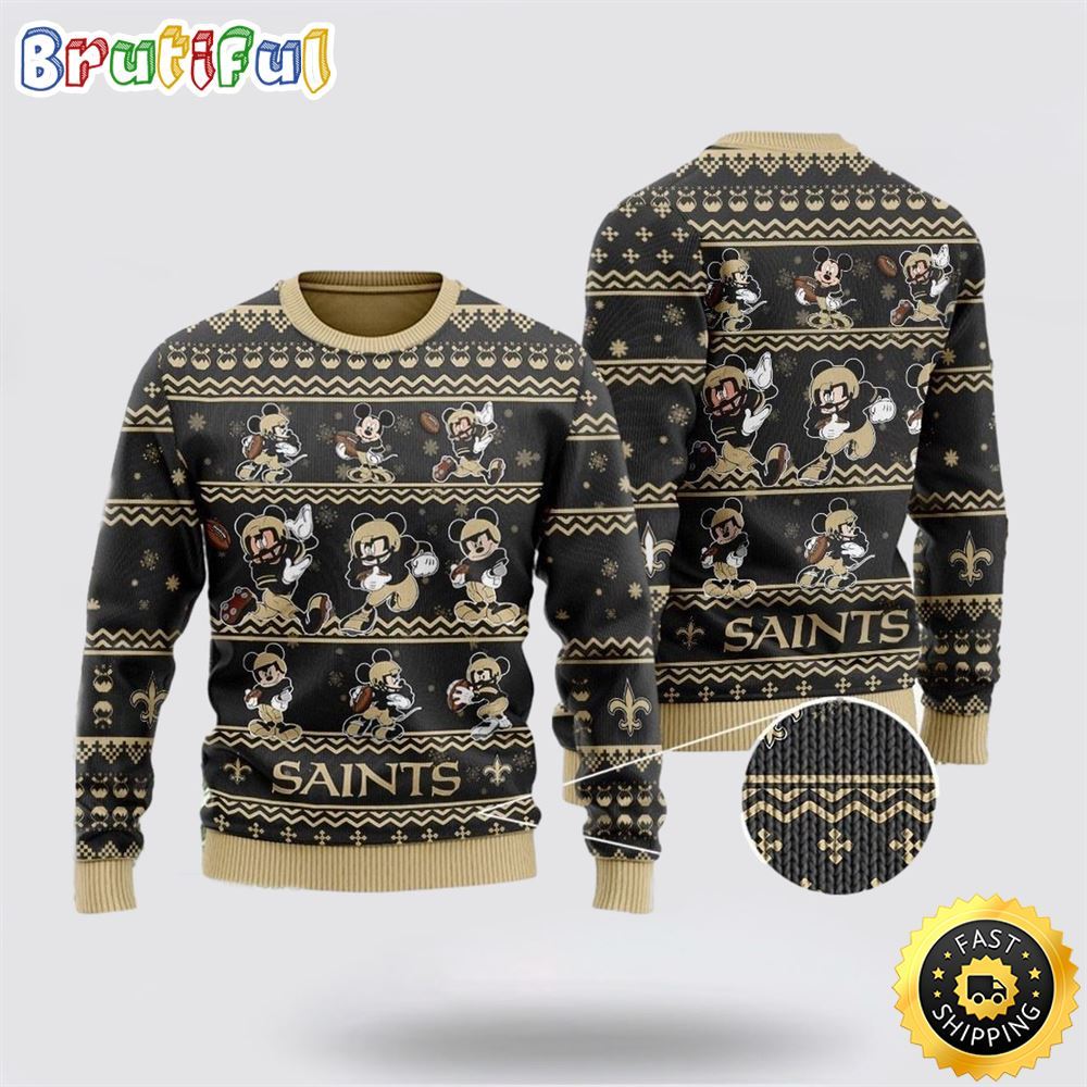 New Orleans Saints Ugly Christmas Sweater Captain Mickey Mouse Perfect Gift For Football Fans