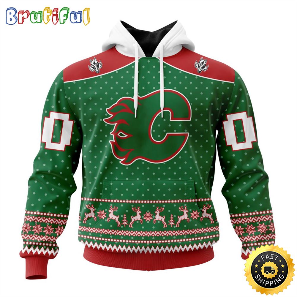 Personalized NHL Calgary Flames Special Ugly Christmas All Over Print 3D Hoodie Unisex Hoodie Tshirt Sweatshirt