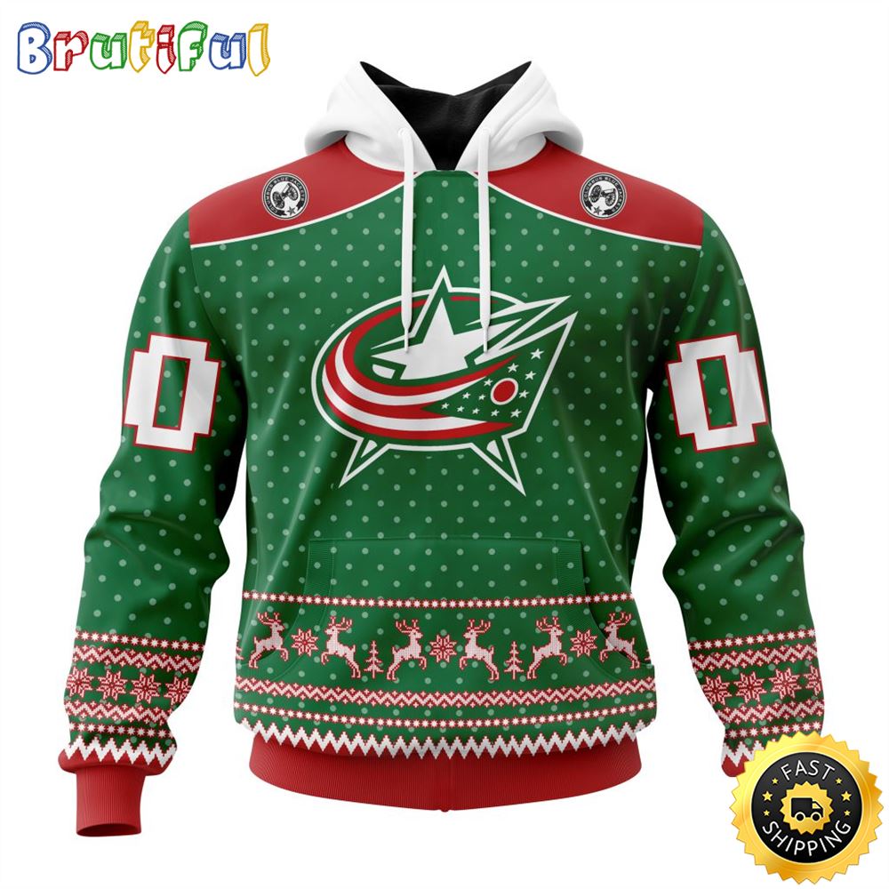 Personalized NHL Columbus Blue Jackets Special Ugly Christmas All Over Print 3D Hoodie Unisex Hoodie Tshirt Sweatshirt