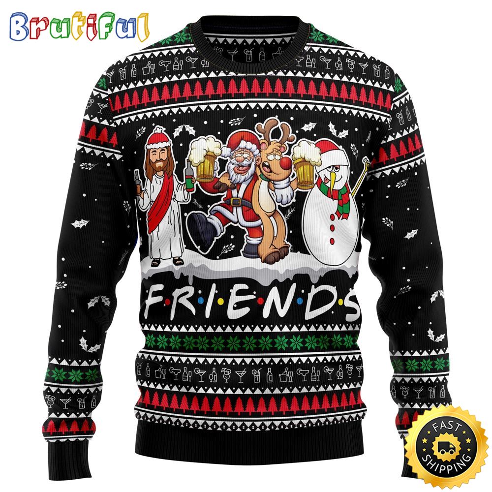 Santa Claus Jesus Friend Ugly Christmas Sweater Gifts For Christian Families