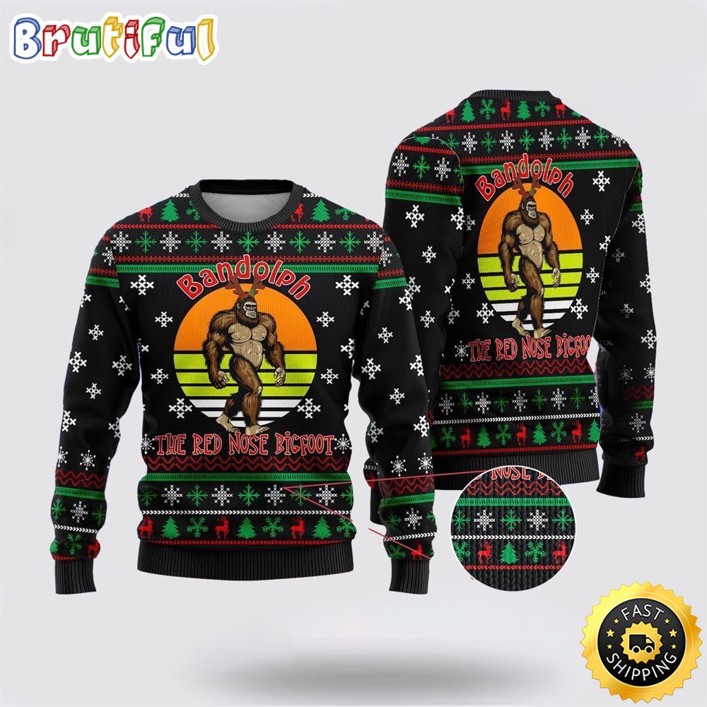 The Red Nose Bigfoot Ugly Christmas Sweater
