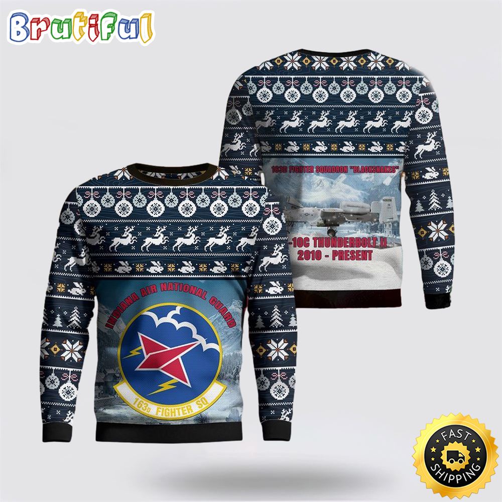 US Air Force Indiana Air National Guard 122d Fighter Wing AOP Ugly Sweater 3D