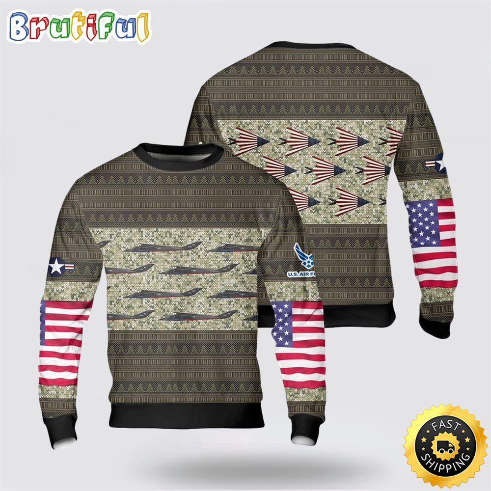 US Air Force Lockheed YF-117A Nighthawk US Flag Paint Scheme Sweater 3D