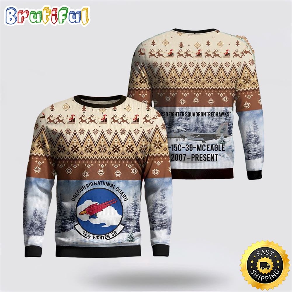 US Air Force Oregon Air National Guard 123d Fighter AOP Ugly Sweater3D