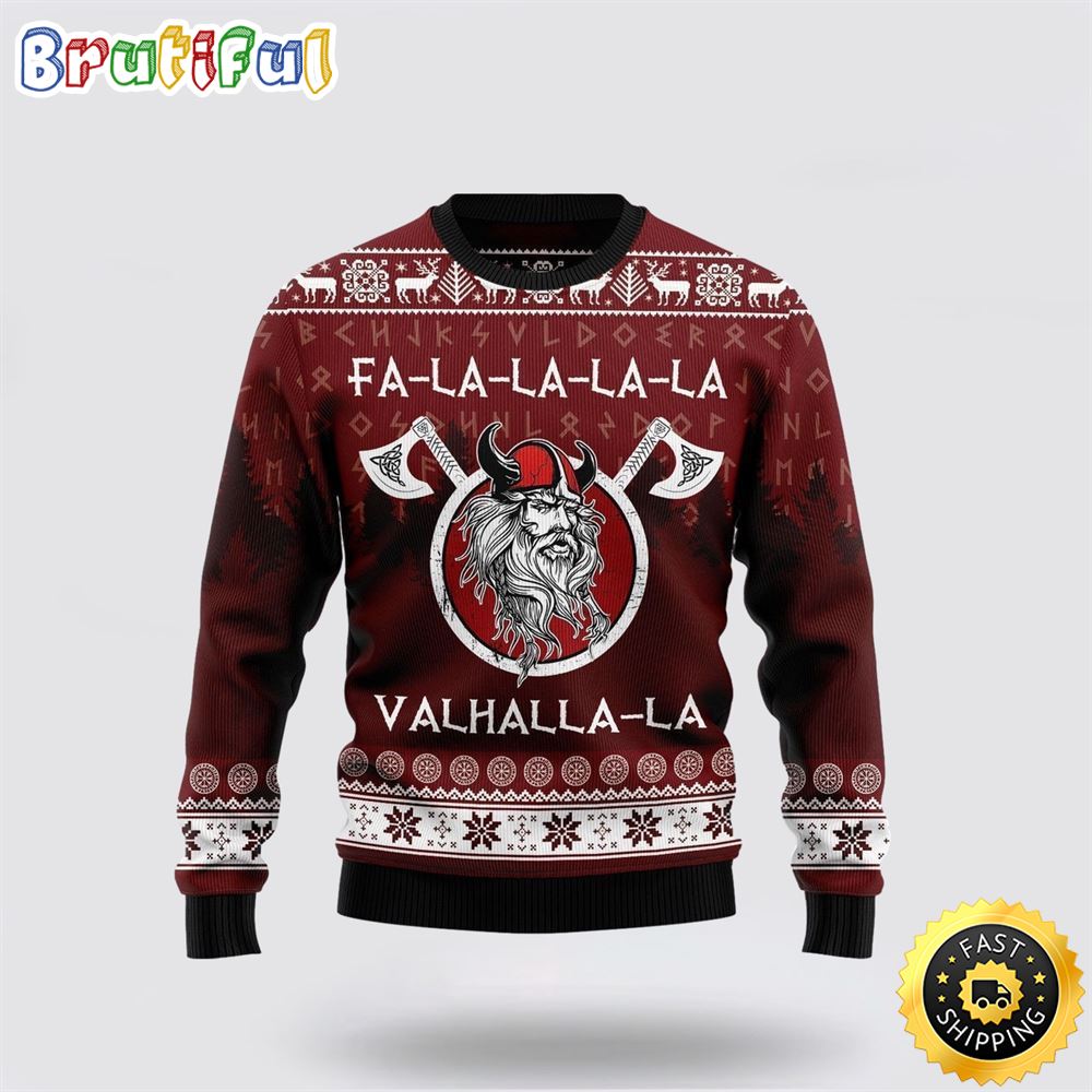 Valhalla La Viking Woolen 3D Sweater Christmas Gift For That Everyone Will Love